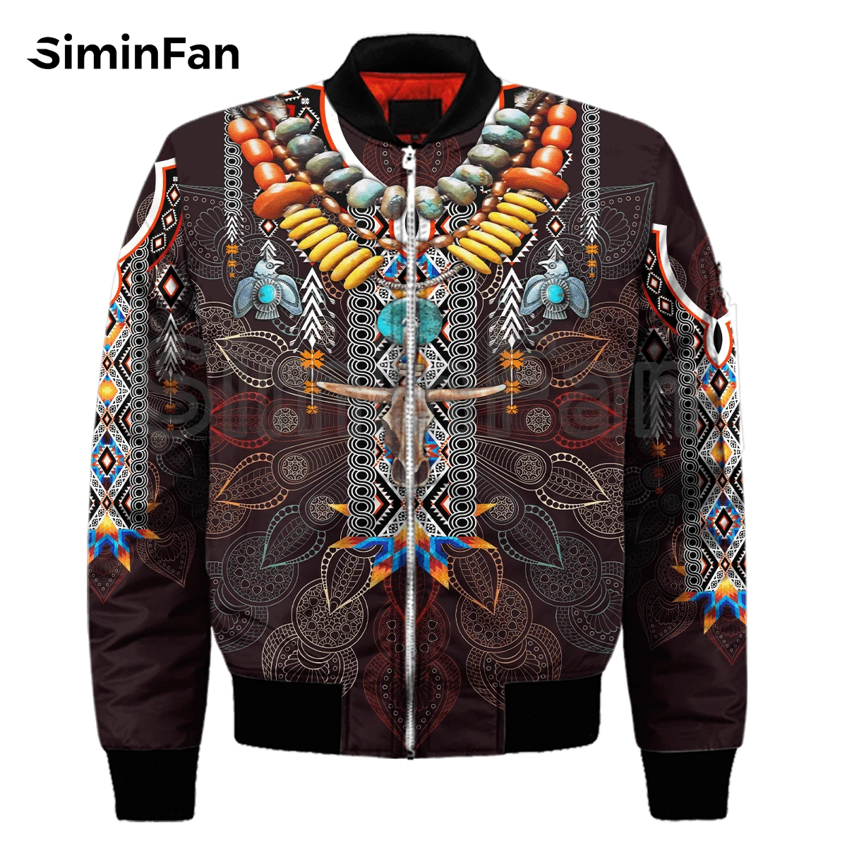 Tribal Ethnic Style Pattern 3D Printed Mens Casual Flight Bomber Jackets Unisex Harajuku Winter Thick Coat Women Streetwear 01