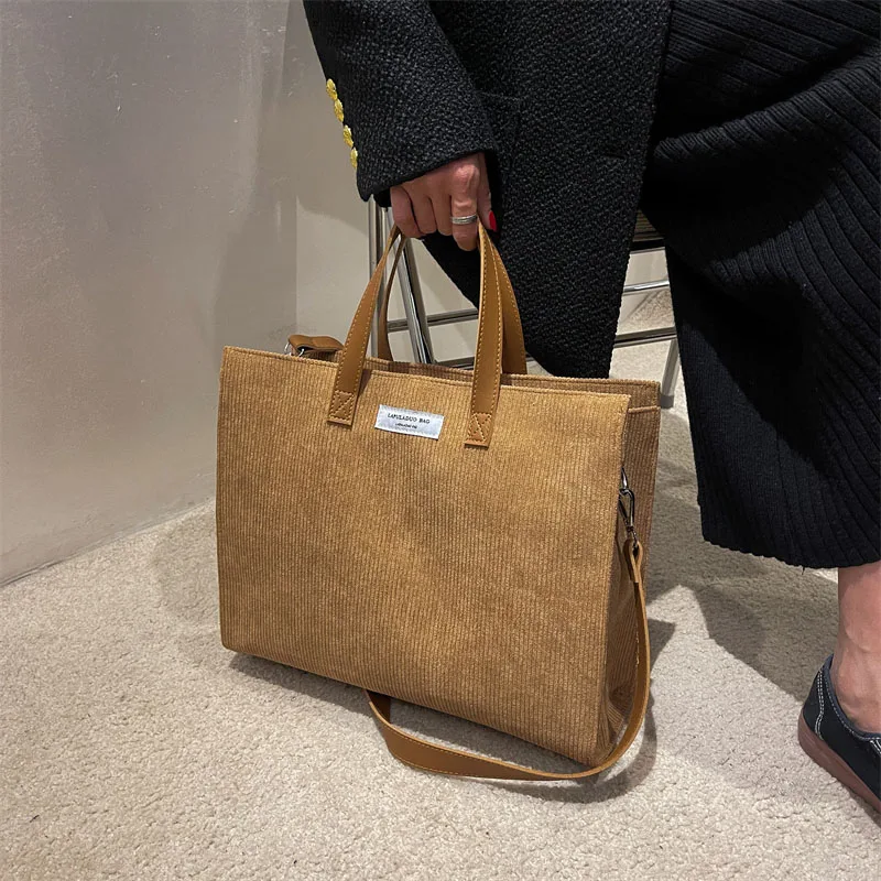 Borsa a tracolla a tracolla in velluto a coste ad alta capacità per donna borsa Shopping Shopper di marca Vintage borse da donna Casual Big Totes