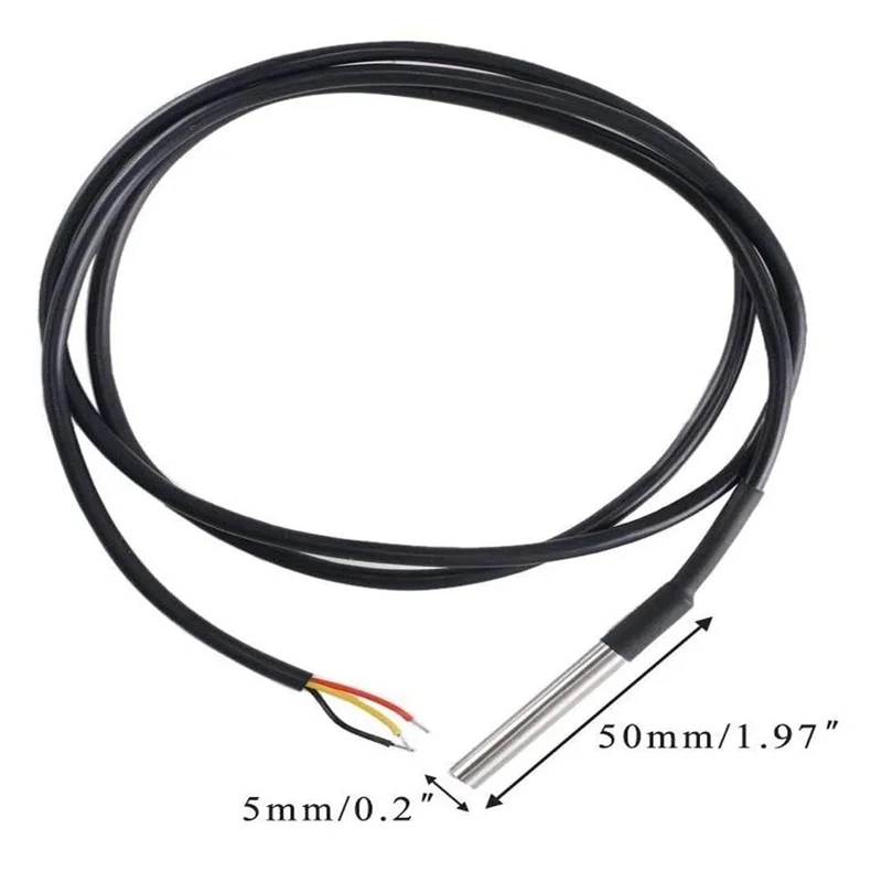 5pcs 1M DS18B20 Waterproof Temperature Sensor Digital Thermal Stainless Steel Tube Probe Thermistor Temperature Controller