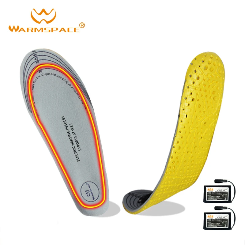 WARMSPACE electric heated shoe insoles keep warm at constant temperature with rechargeable lithium battery