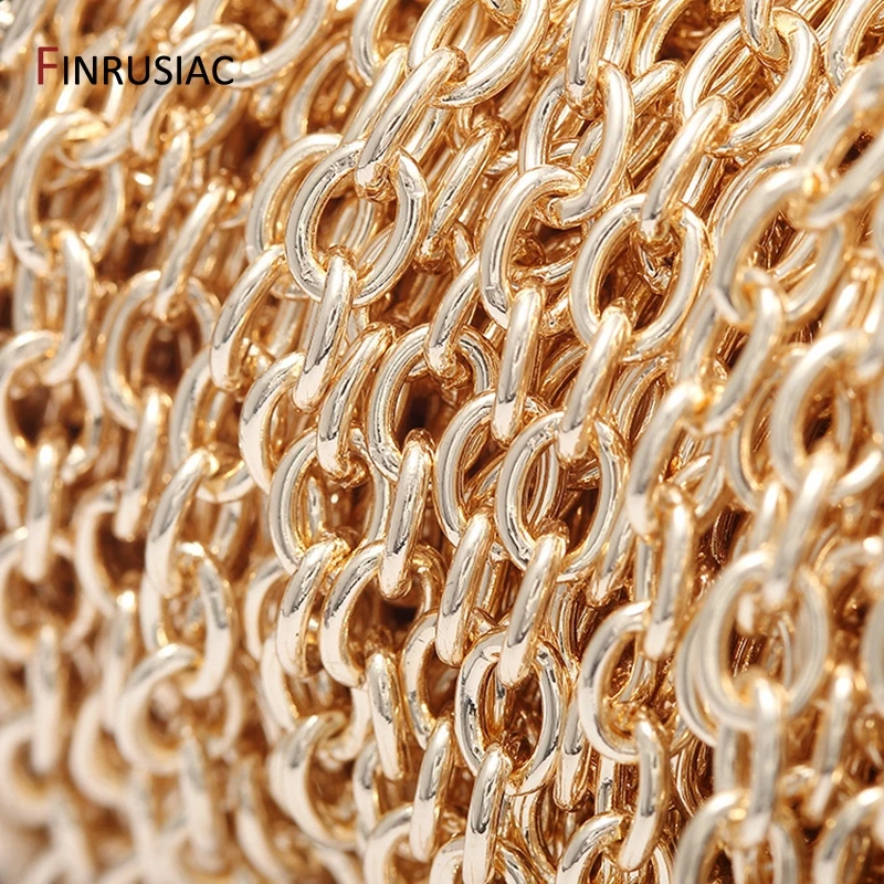 14K Real Gold Plated Brass Metal Thick 1.5mm Round Cuban Chain For Jewelry Making DIY Necklace Bracelet Chains Findings