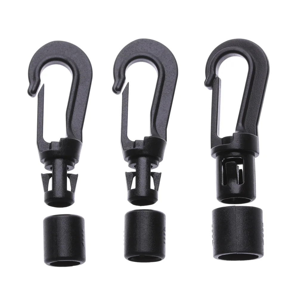 5Pcs Plastic Bungee Shock Tie Cord Ends Rope Buckles Safe Lock Kayak Fishing Canoe Clothesline Hooks POM Snap Hook Clip