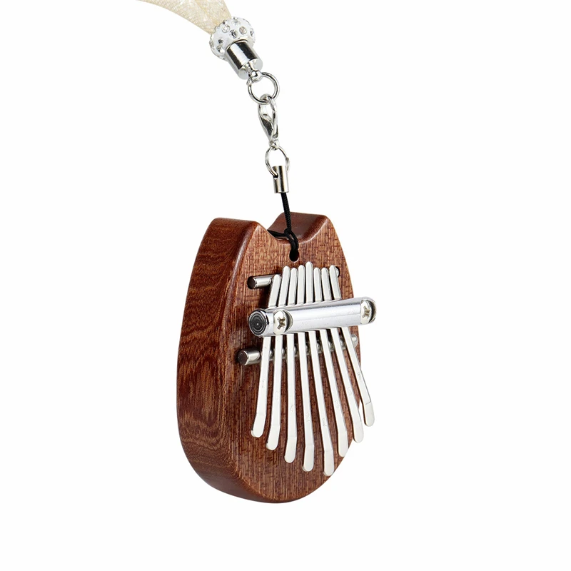 A 8 Keys Exquisite Mahogany Solid Wood Mini Kalimba Thumb Piano With  A Lanyard Musical Instrument Accessories