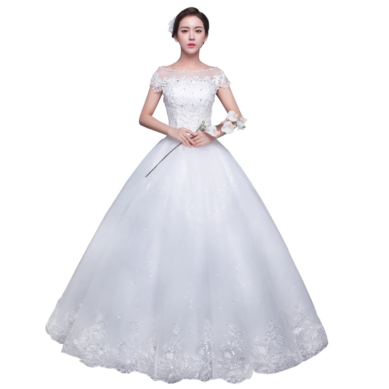 Customize Embroidery Wedding Dress Lace Up  Bride Plus Size Wedding Dresses Ball Gowns Bridal Flower Dresses Vestido De Noiva