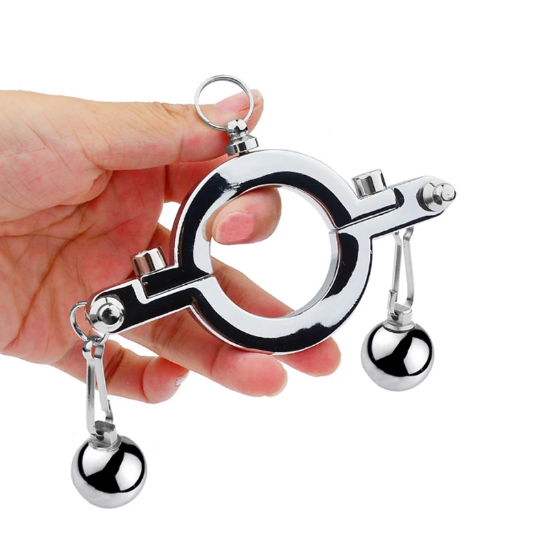 Metal BDSM Heavy Bondage Scrotum Stretcher Penis Rings With Leash Ballstretcher Strap Weight Chastity Sex Toys For Men Dick CBT