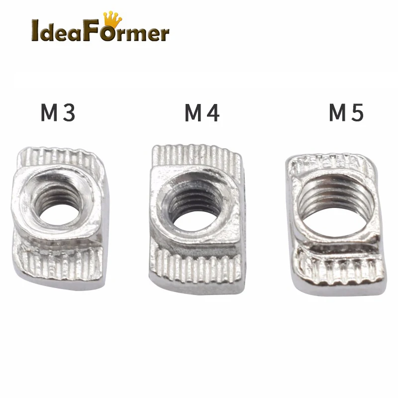 50pcs M3 M4 M5 2020 Series T NUT T Slot Hammer Aluminum EU Standard Nickel Plated Profile Accessories Carbon Steel Connector