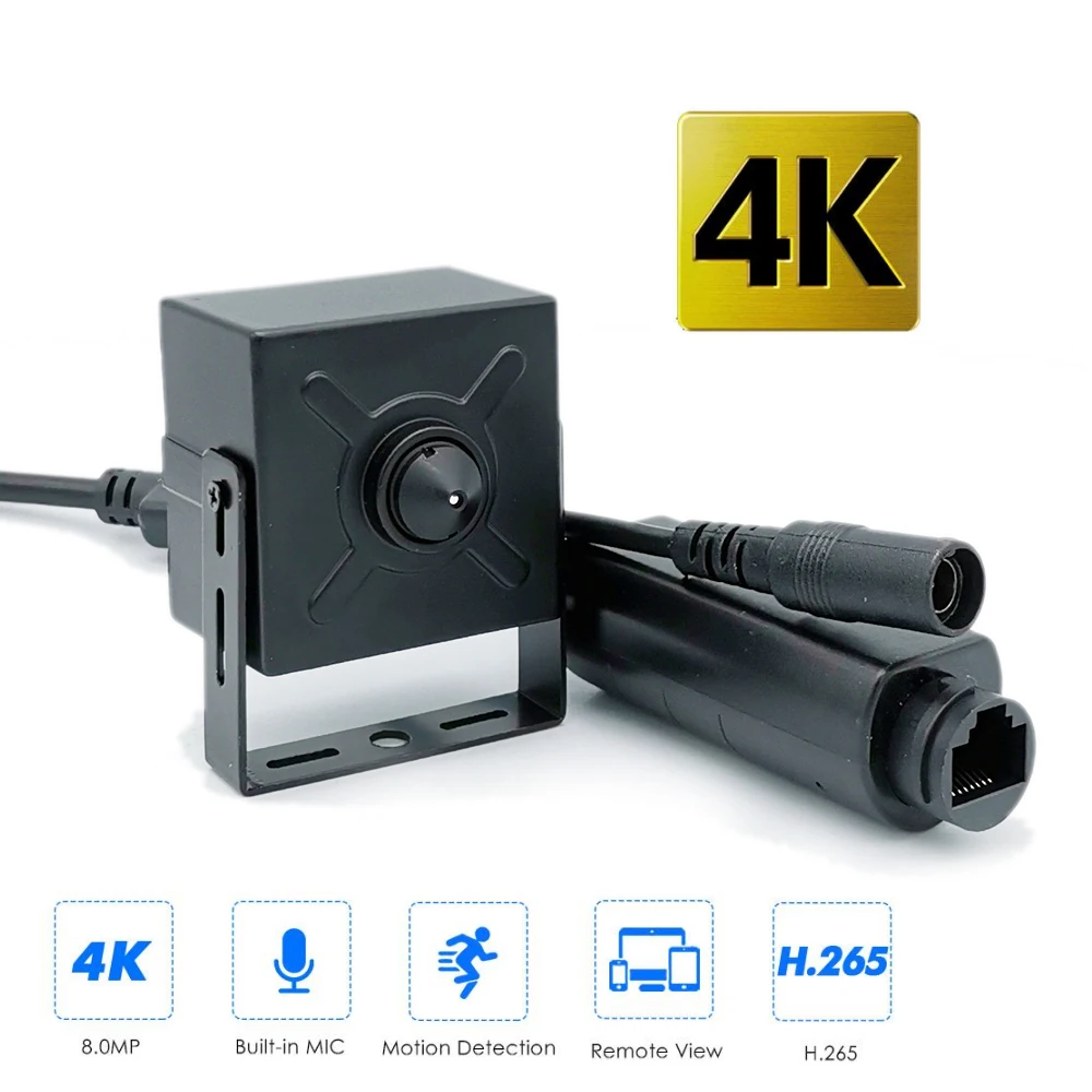 4K 8MP Wifi PoE Starlight Sony IMX415 PinHole Cube Square Mini IP Camera Korean Lens for Indoor Covert Forensics Industry Use