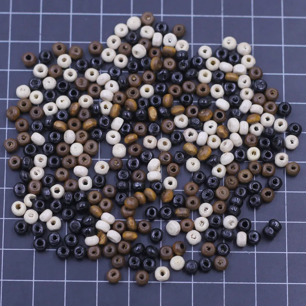 900Pcs Wood Spacer Beads Wooden Round Tiny Mixed Crafts Jewelry DIY Findings 4x3mm