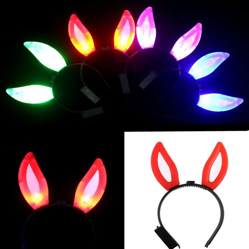 12 Pieces Children Adult Rabbit Ear LED Flashing Hair Bald Headband Party     Birthday Gift  Halloween Wedding Festival