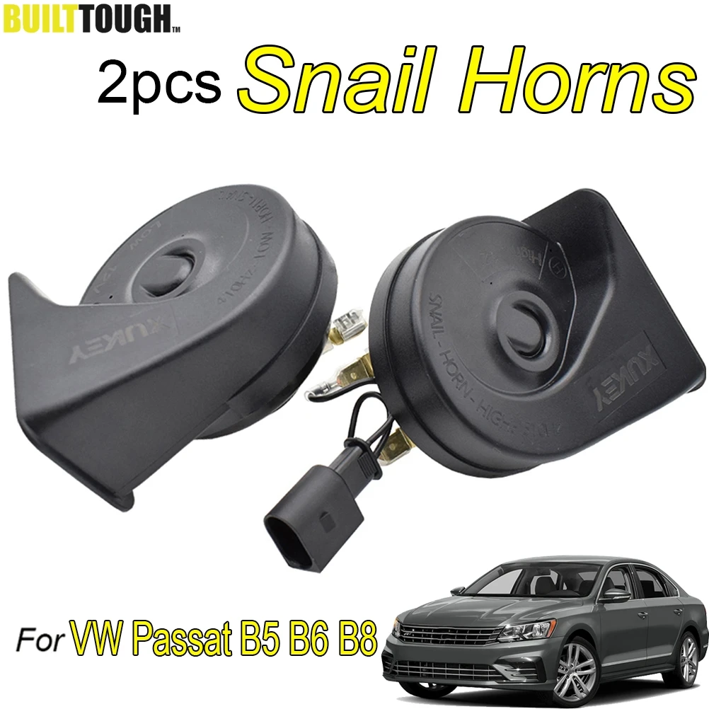 

2Pcs/set Car Snail Horns 12V 110-125db 410/510Hz Waterproof High Low Pitch Auto Horn For VW Passat B6 B7 B8 2005 2006 2007 2008-