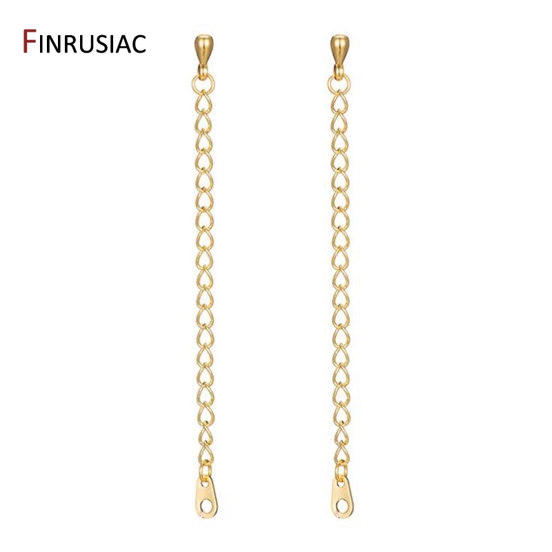 10pcs/Lot 75mm Necklace Extension Chain 14K Gold Plated Brass Metal Bulk Bracelet Tail Extended Chains Finding Wholesale