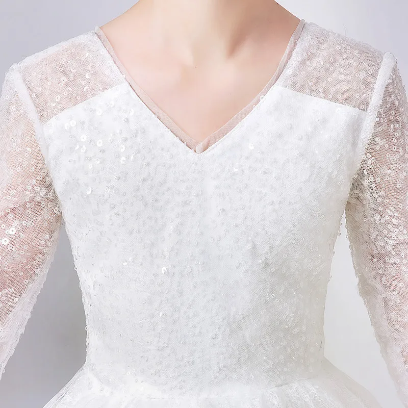 Dideydress-女の子のためのレースの花柄のドレス,パーソナライズされた長袖,結婚式やパーティーのためのドレス,プリンセスの誕生日,フォーマルなページェントドレス