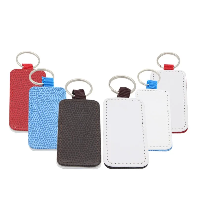 20pcs/lot Blank Sublimation Snakeskin PU Leather Pendant Tags KeyChain Sublimation Transfer Heat Key Chains