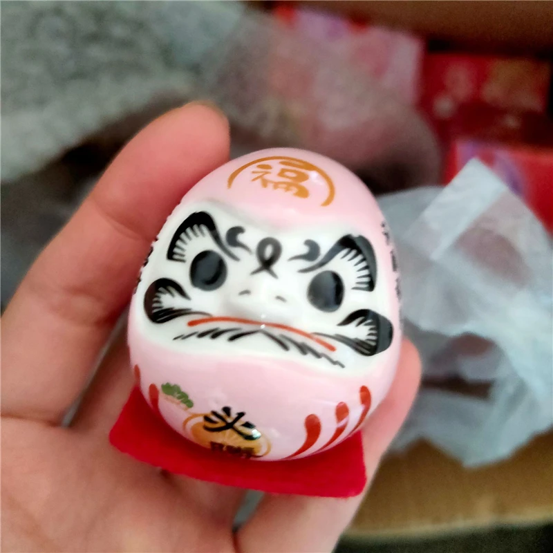 HOVFELER Japanese Ceramic Daruma Crafts Cartoon Lucky Cat Fortune Ornament Landscape Home Decor  Accessories Gifts