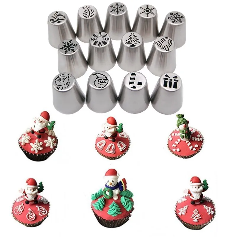 Cream Cake Icing Piping Nozzles Stainless Steel Rose Pastry Flower Mouth Cupcake Tips Christmas Series Baking Decorating Tools