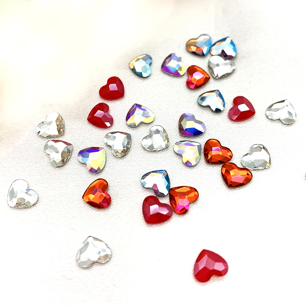 Flat back Crystal Heart Nail Pixie Rhinestones For Nails Art Decorations Glass Stone Manicure Strass Gem for Nail Art Garment