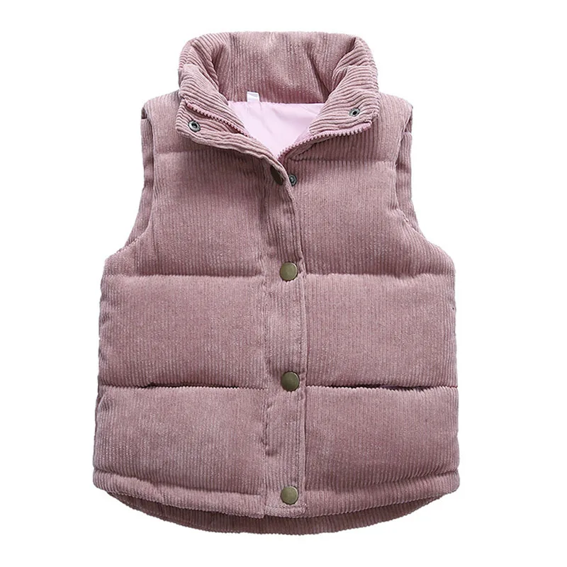 Children Warm Vest Jacket Coat Autumn Boy 2024 New Girls Thicken Corduroy Outerwear Winter Toddler Teenager Clothing Coats 2-10Y
