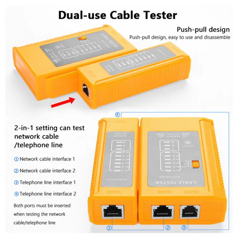 Multifuncional Rede Ferramentas Kit, Cabo Reparação Testing, Linha Telefônica, Crimping Screwdriver, Alicates Set, RJ-11, RJ-45, 12Pcs