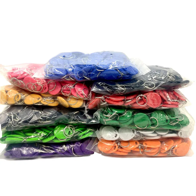 Etiquetas RFID de 100 KHz para Control de acceso, teclas de proximidad TK4100 EM4100, tarjeta RFID para Control de acceso, solo lectura, 11 colores,