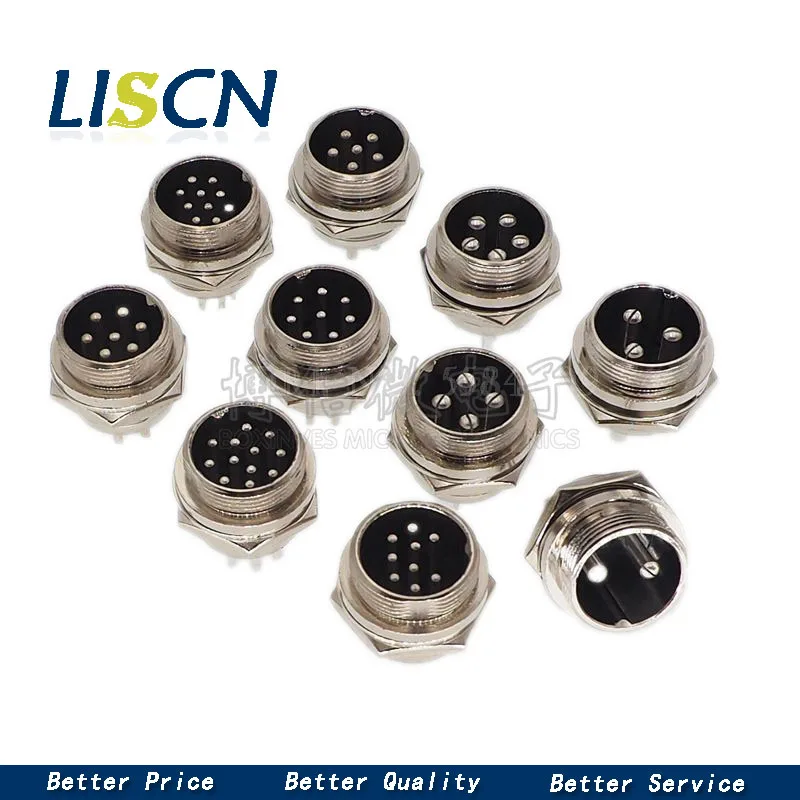 1set GX20 2/3/4/5/6/7/8 Pin Male + Female 20mm  L94-100Y Circular Wire Panel Aviation Connector Socket Plug with Cap Lid