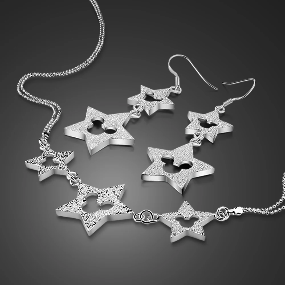 High Quality Women Necklace Personality Simple 925 Sterling Silver Vintage Necklace Set Cute Star Mickey Necklace Charm Wedding