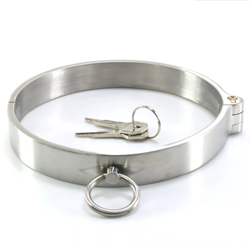 Thick Stainless Steel Collar Male Female Metal Neck Sleeve Lock Slave Dog BDSM Erotic Flirt Adult Game Couple Sex Toys Men Women