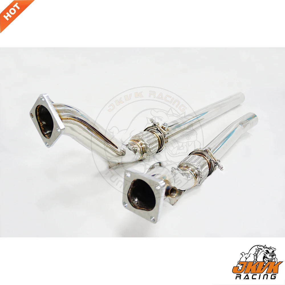 JKVK RACING Brand New 3.0'' Stainless Steel Decat Exhaust Downpipe For S4 RS4 B5 2.7T 2000-2002 Downpipe
