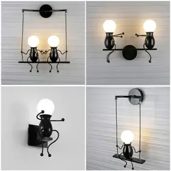 Modern Wall Lamp Iron Humanoid Wall Lamps For Living Room Bedroom Home Decor Luminaire Bathroom Fixtures E27 Bedside Wall Light