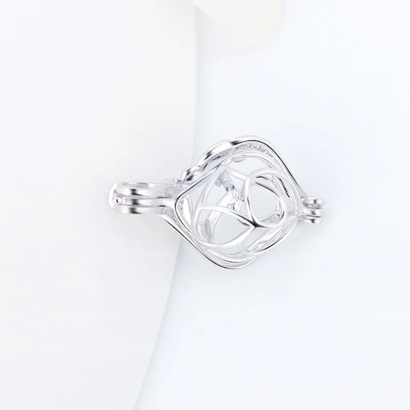 CLUCI 3pcs Silver 925 Pendant Gift for Mother\'s Day Double Heart 925 Sterling Silver Pendant Jewelry Wish Pearl Locket SC257SB