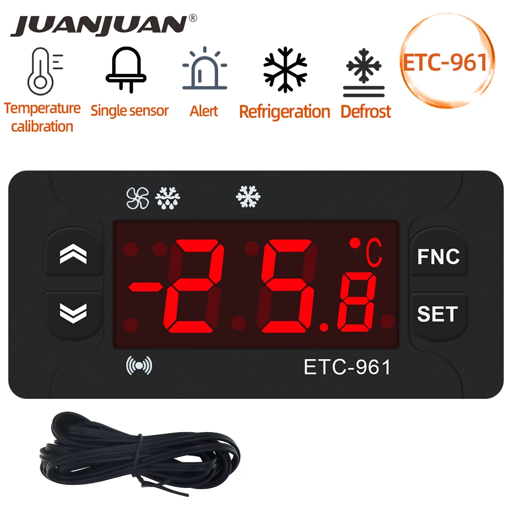 

ETC-961 Thermostat Temperature Controller Humidity Control Thermometer Hygrometer Refrigeration Alarm 220V NTC Sensor