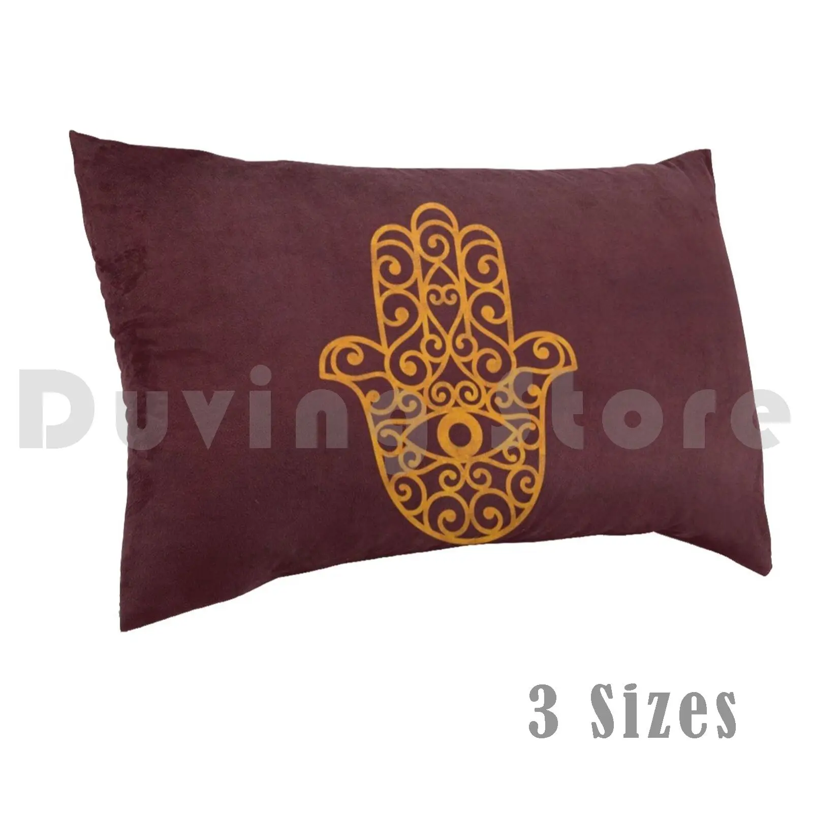 Classic Golden Hamsa Symbol On Red Textile Pillow Case DIY 50*70 Arabic Hand Of Fatima Karma Zen Zen Buddhism