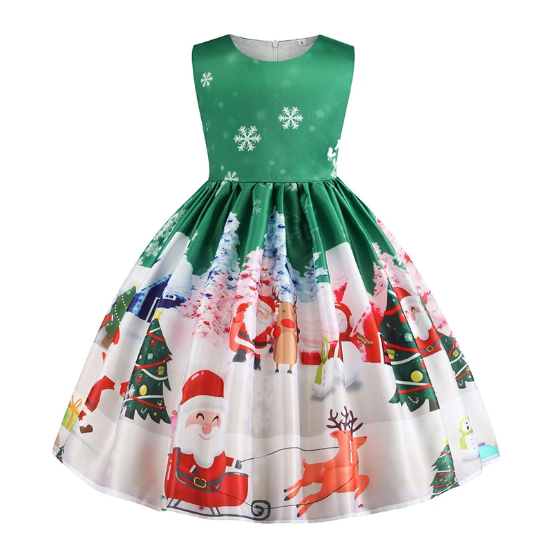 Merry Christmas Girls Dress Cute Santa Claus Snowman Princess Dresses For Fantasy Festival Party Christmas Costume Kids Clothes