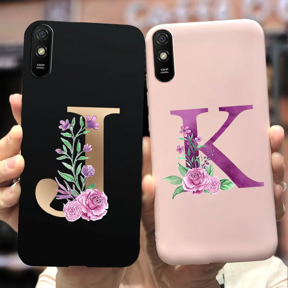 For Xiaomi Redmi 9A Case Silicone Soft TPU Back Phone Protector Shell For Xioami Redmi 9AT 9 A Redmi9A T Cute Letters Cover Bags