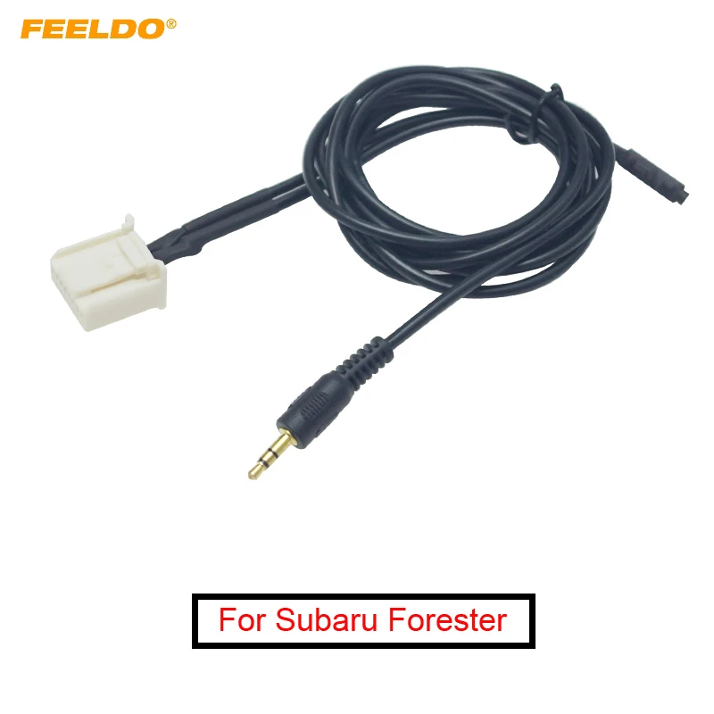 

FEELDO 1PC Car 3.5mm Jack AUX-IN Socket CD Radio Audio Cable With Micphone for Subaru Forester 2013 AUX Wire Adapter