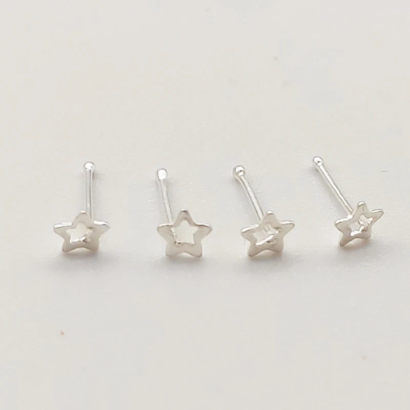 925 Sterling Silver Star Shape Nose Studs Pin Piercing Nez Body Jewelry 20pcs/pack