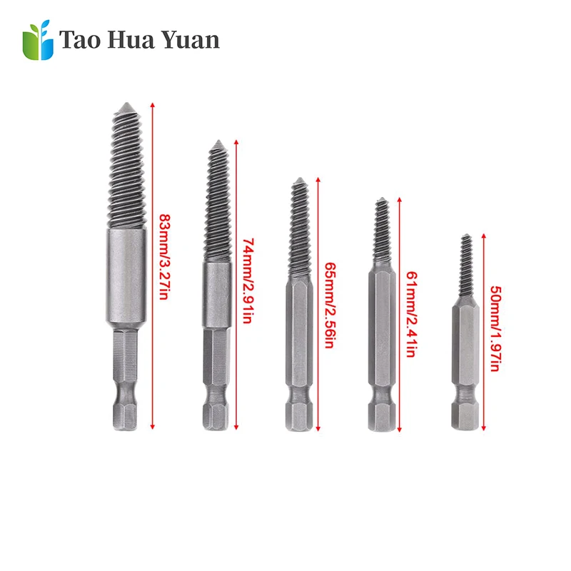 5pcs Hex Screw Extractors Broken Damaged Screw Extractor Drill Bit Guide Set Broken Bolt Remover Easy Out Set Metalworking Tools