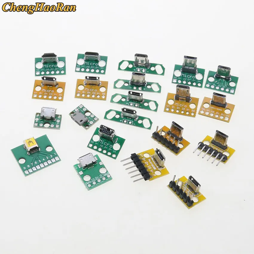 ChengHaoRan 23 Model Data Charging Cable Jack Test Board Micro Mini USB Male Female PCB Connector 90 Degree Micro usb jack