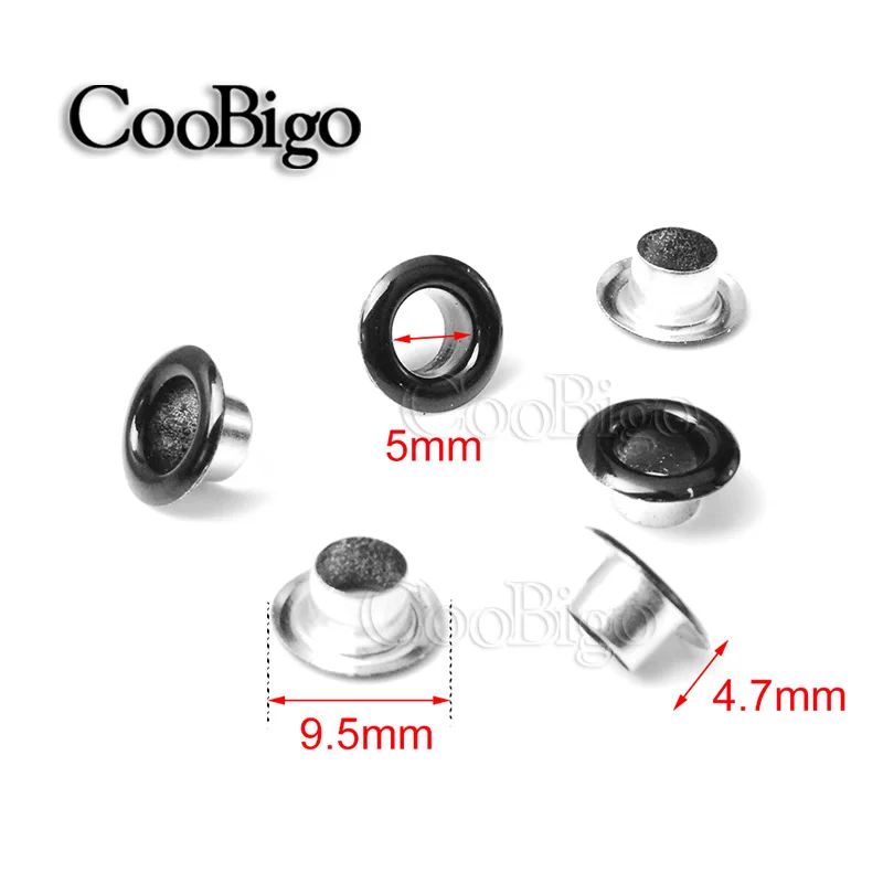 مختلط اللون الثقوب المعدنية الملابس العيينة سكرابوكينغ الأحذية حزام غطاء حقيبة العلامة موضة الجلود Craft بها بنفسك الحرفية ملحق ثقب 5 مللي متر 100 قطعة #2