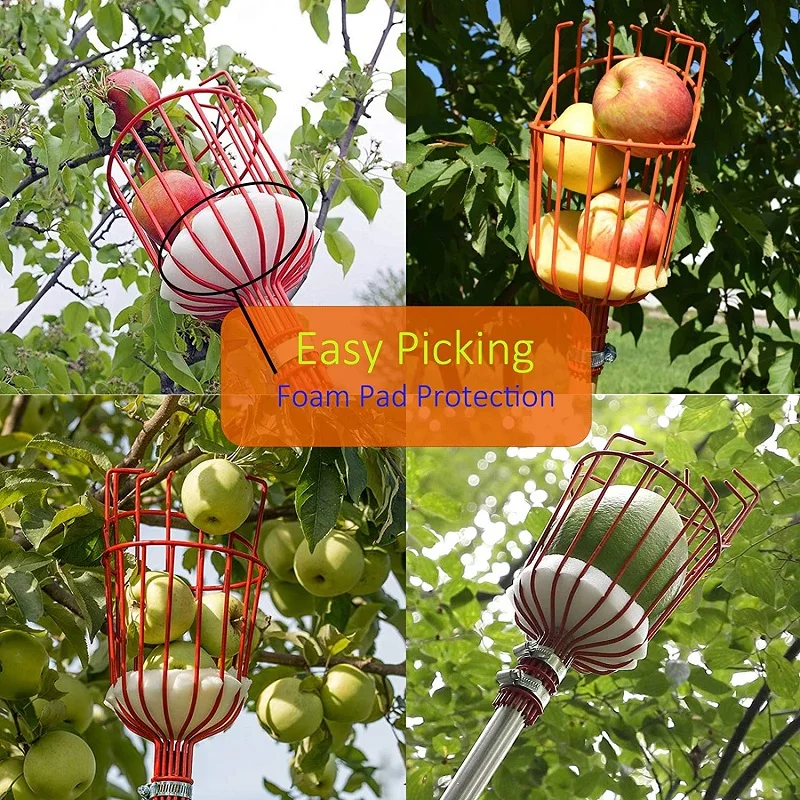 Lightweight Highgrade Stainless Steel Adjustable Picker Suit for Apple Pear Cherry Mango Guava Orange Avocados Etc Fruit Picking