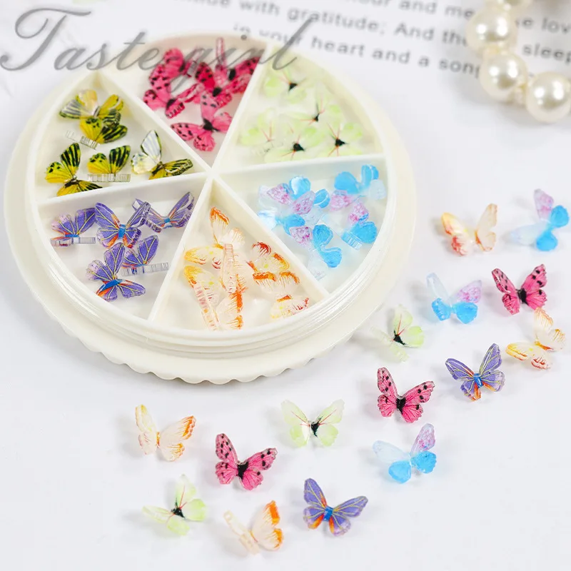 SNASAN 30piece Mixed Acrylic Tiny Butterlfy As Filler For Nail Art Silicone Mould Jewelry Making Component charms Craft Material