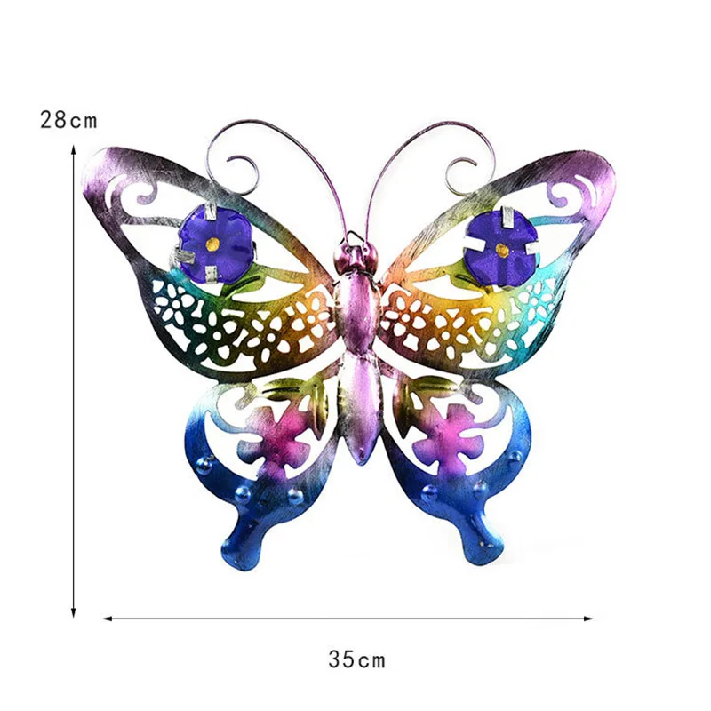 Metal Butterfly Garden Decor Colorful Hanging Double Wing Butterflies Wall Art Decorations Ornaments Gift for Outdoor Indoor