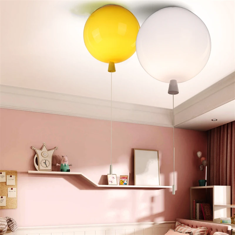 Modern 5 colors balloon acrylic ceiling light fixtures Kids Room home decor bedroom E27 bulb ceiling lamps with switch Luminaire