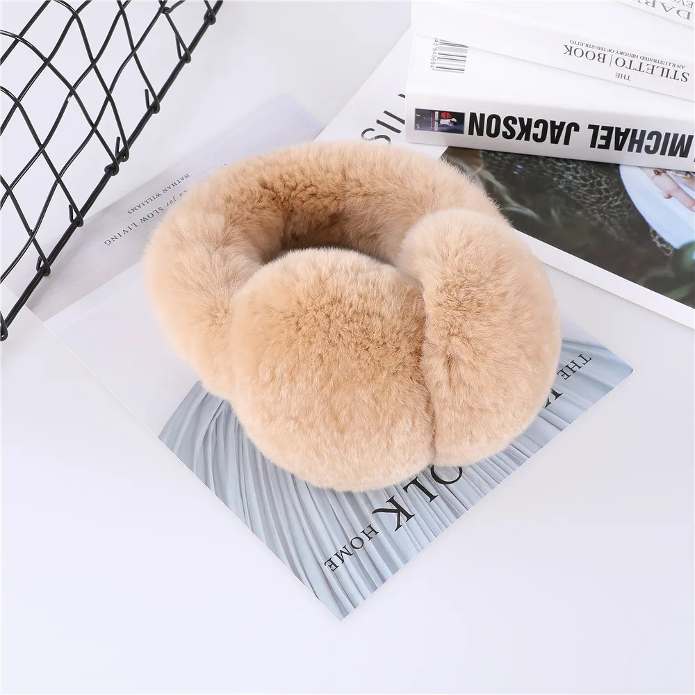 Rex Rabbit Fur Ear muffs Winter Warm Women and Men fold ear earflap Headwear Ear Warmer Fur earmuffs Cold Ear Protection Headban