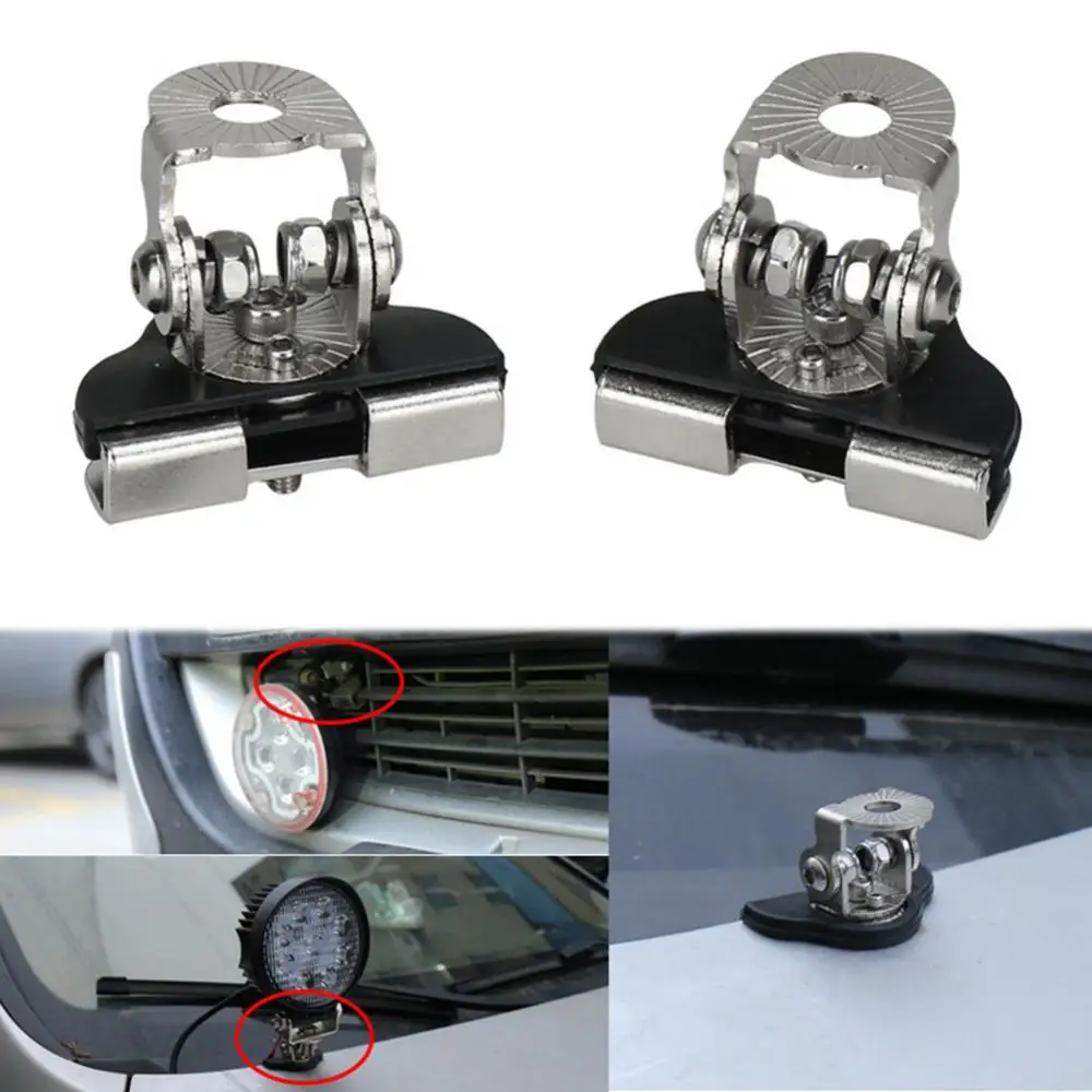 80% HOT SALES！！！2Pcs Stainless Steel Pillar Hood Mount Bracket Car LED Work Light Clamp Holder