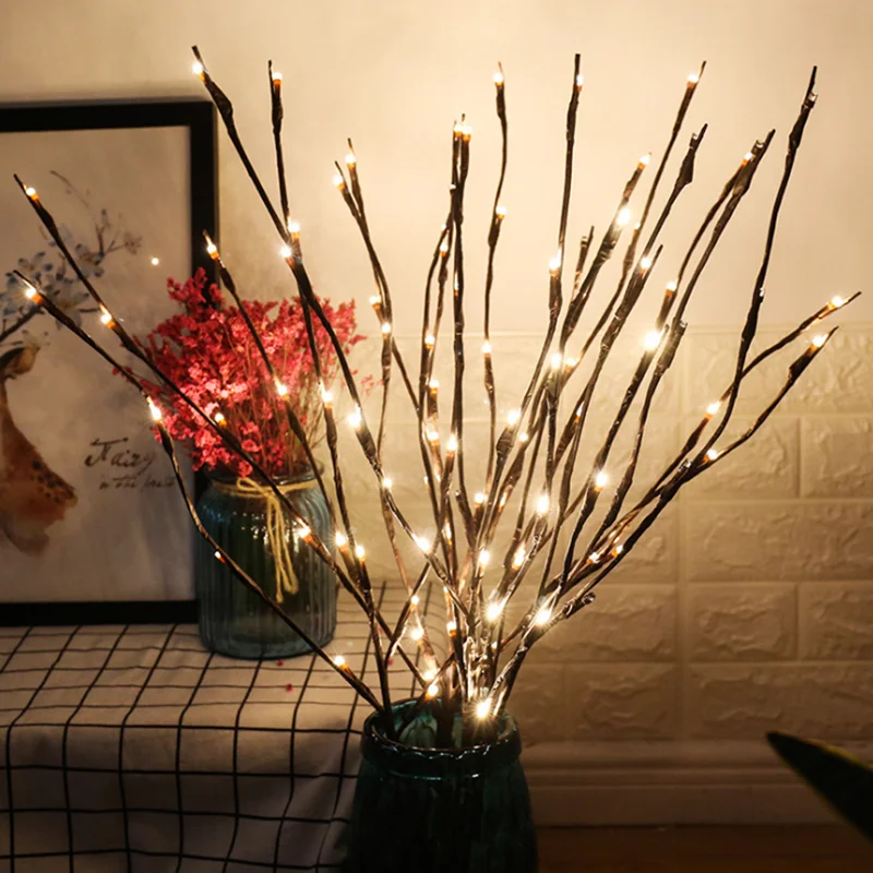 LED Willow Branch Lamp Battery Powered Decorative Lights Tall Vase Filler Willow Twig Lighted Lamp For Christmas Home Decoration