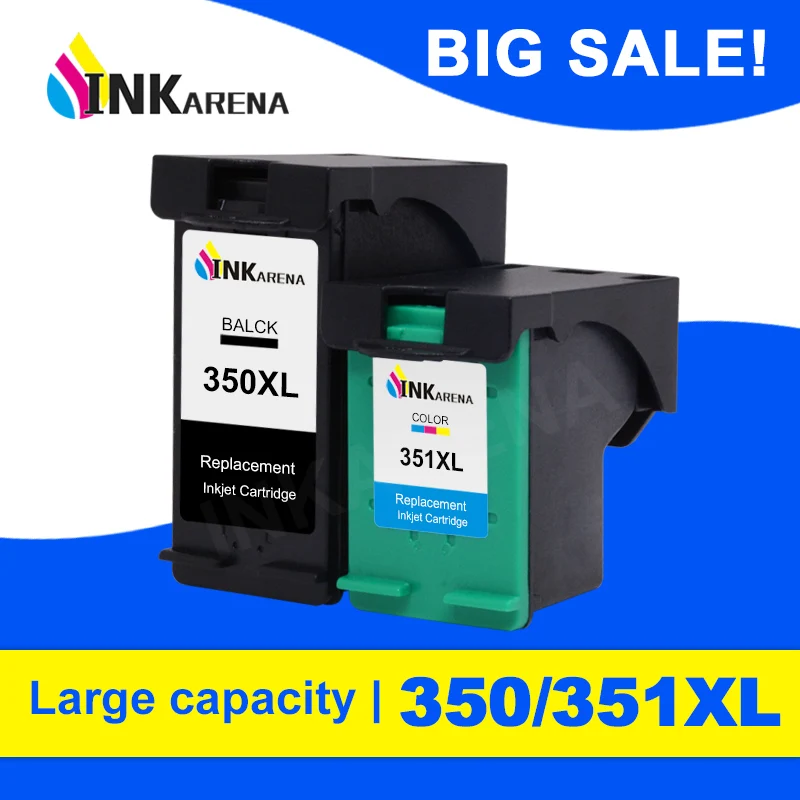 INKARENA Refilled 350XL 351XL Cartridge Replacement for HP 350 351 hp350 Ink Cartridge Deskjet D4260 4260 D4360 C4200 C4480