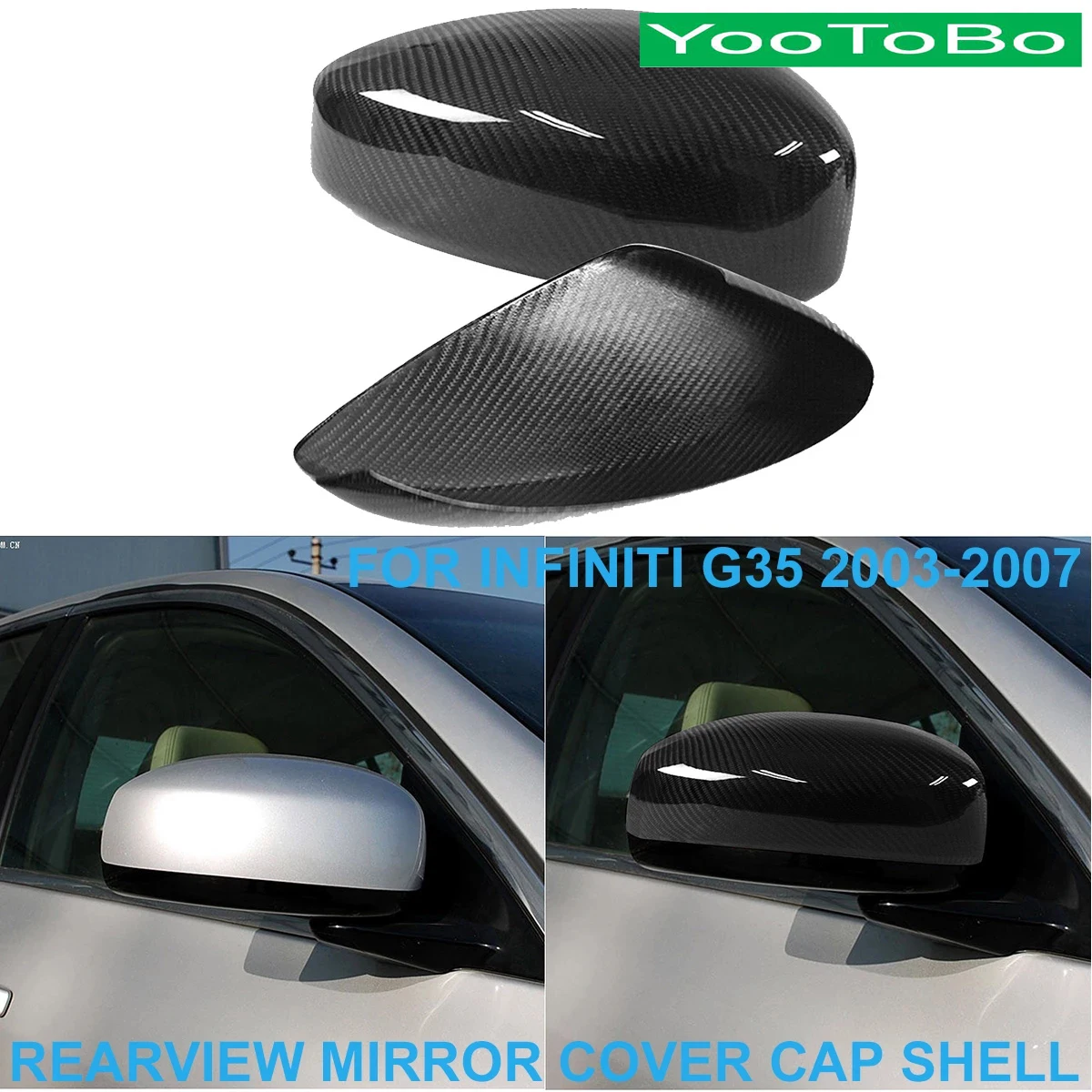 

LHD RHD Car Styling Real Dry Carbon Fiber Rearview Rear Side Mirror Cover Cap Shell Trim Replace For Infiniti G35 2003-2007 2PCS