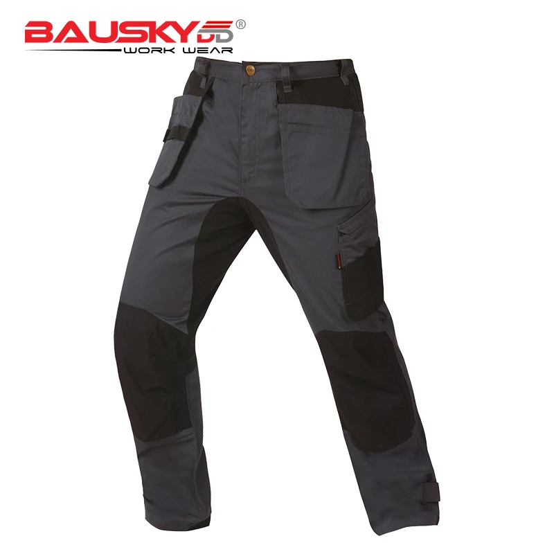 

Mens work pants Spring working clothes trousers multi tool pockets black grey workwear with elasticity