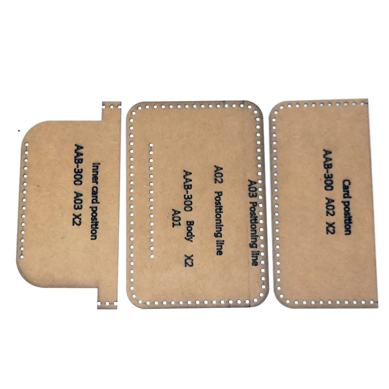 1 Set DIY Leather Handmade Card Holder Double Coin Card Storage Bag Sewing Pattern Hard Kraft Paper Stencil Template