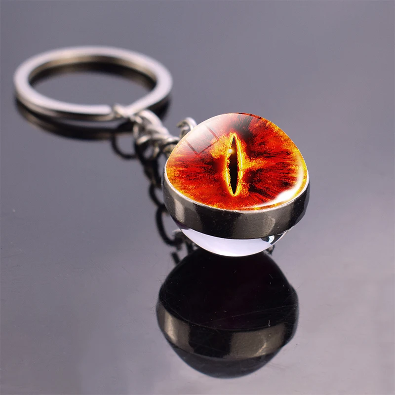 Evil Eyes Keychain Glass Ball Pendant Animal Dragon Snake Owl Cat Eyes Keychain Keyholder view 4